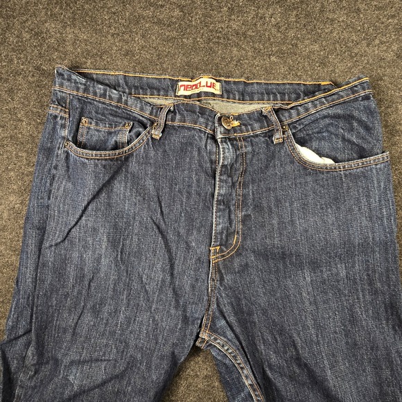 Y2K Neoblue Mens Blue Dark Wash Jeans Straight Leg Denim Made in USA Size 38x27 - Picture 2 of 13